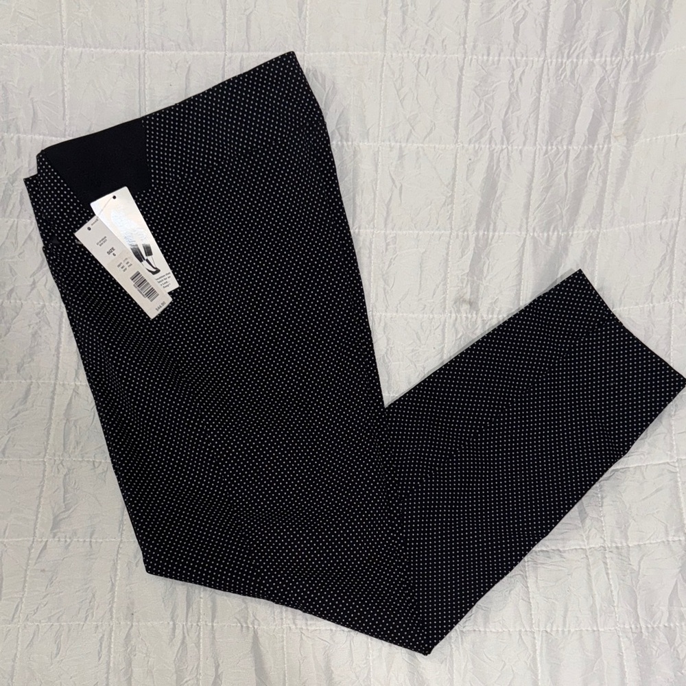 INVESTMENTS Park Avenue Pants Women Black W White Dots Slimming Ankle Pants